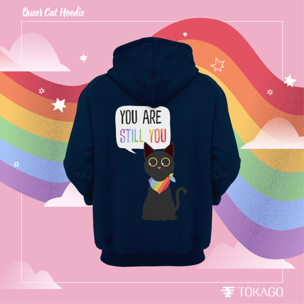 Hoodie Black Rainbow Cat