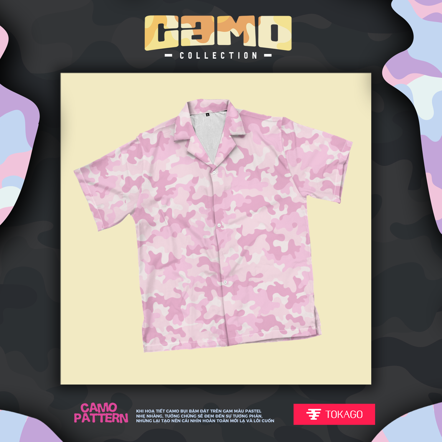 Sơmi Camo Pastel Baby Pink